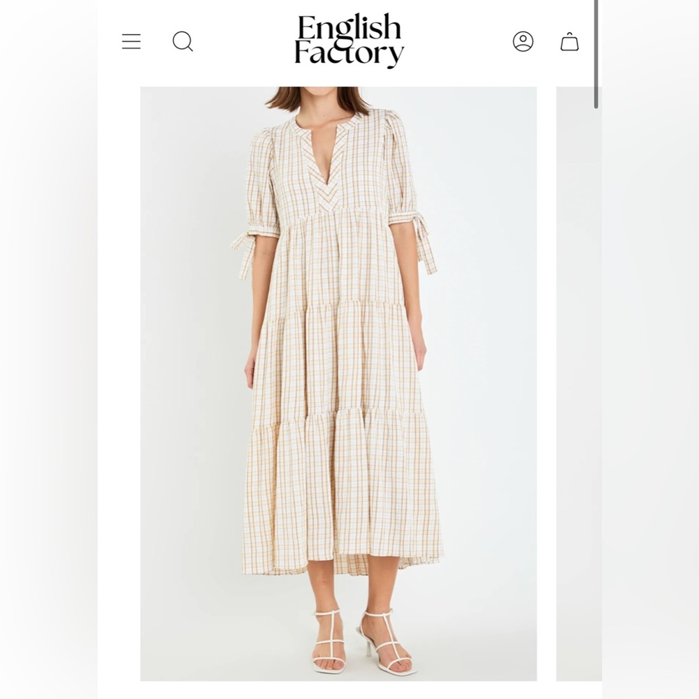 English Factory Gingham Tiered Dress